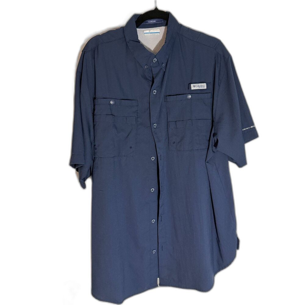 Men's Columbia Dark Blue Omni-Shade Tamiami Shirt XL